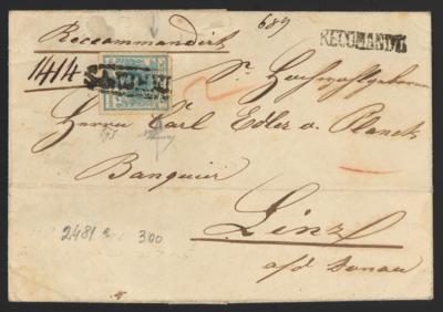 Briefstück/gestempelt/Poststück - Österr. Ausg. 1850 - Kl. Partie 9 Kreuzer Type I, - Známky