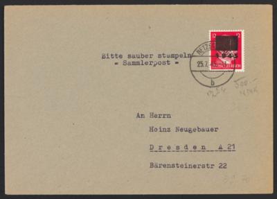 Poststück - D. Lokalsausg. 1945 - Netzschkau-Reichenbach (Sachsen) Nr. 8 Type IIb mit Ersttagsstpl. 25.7.45 nach Dresden, - Briefmarken