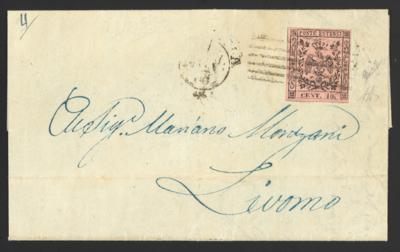 Poststück - Modena Nr. 2 I (10 C schwarz auf rosa) Pkt. hinter der Ziffer, - Francobolli