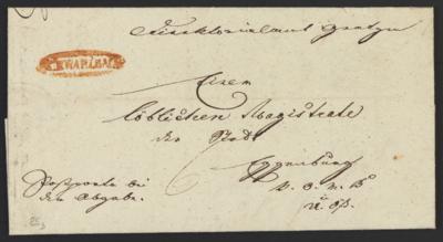 Poststück - Vorphila NÖ - "SCHWARZBACH" - Ovalstempel in Rot (Kühn Nr. 114a) auf Faltbrief nach Eggenburg aus 1837, - Briefmarken