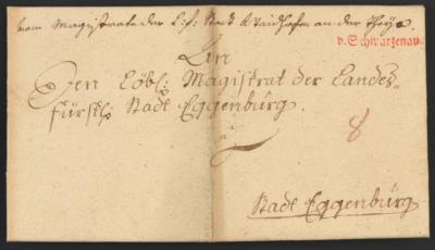 Poststück - Vorphila NÖ - "v. Schwarzenau" - Einzeiler in Rot (Kühn Nr. 115B) auf Faltbrief nach Eggenburg aus 1793, - Stamps