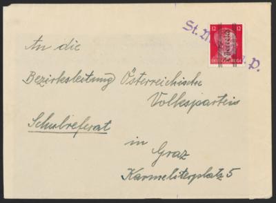 Poststück - Österr. 1945 - Stempelprovisorium "St. Marein a. P." auf Kuvert an die ÖVP Graz, - Francobolli
