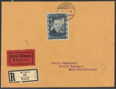 Poststück - Österr. Nr. 588 (10 S Dollfuß) auf Reco - Expressbrief nach Wald/Schweiz, - Známky