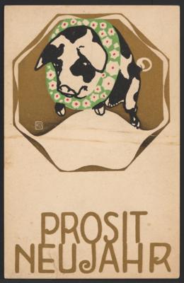 Poststück - Wiener Werkstätte WW - Karte Nr. 149: Franz Karl Delavilla: "Prosit Neujahr", - Známky