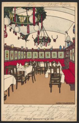 Poststück - Wiener Werkstätte WW - Karte Nr. 409: Gustav Kalhammer: "Restaurant Staatsbahnhof, - Známky