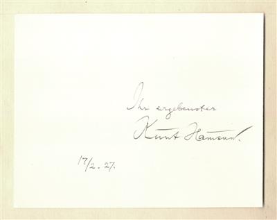 Hamsun, Knut, - Autografi