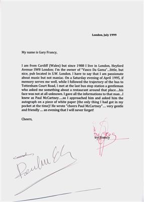 McCartney, Paul, - Autogramy