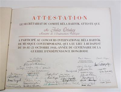 Concours International Béla Bartók, Budapest 1948, - Autographen