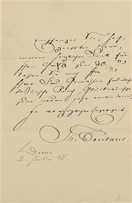 Fontane, Theodor, - Autographen, Handschriften, Urkunden