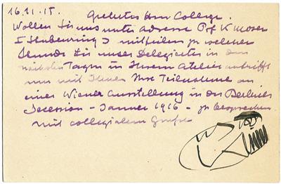 Klimt, Gustav, - Autographen, Handschriften, Urkunden