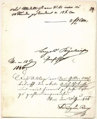 Kupelwieser, Leopold, - Autographen, Handschriften, Urkunden