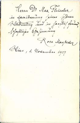 Mayreder, Rosa, - Autographen, Handschriften, Urkunden