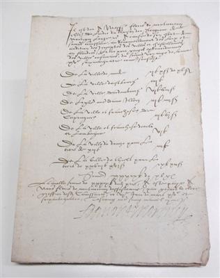 Montmoreney, Floris, - Autografi, manoscritti, atti