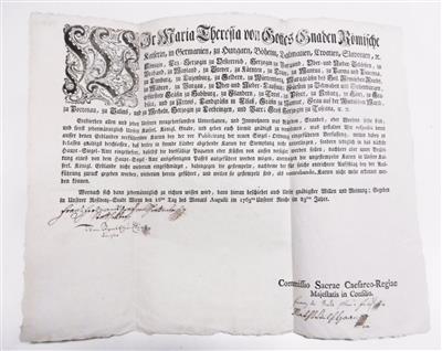 Maria Theresia, - Autographen, Handschriften, Urkunden