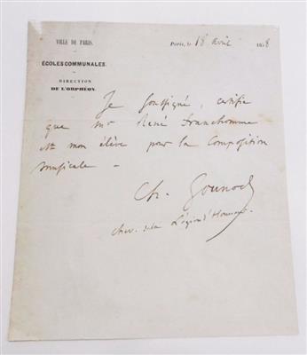 Gounod, Charles, - Autographs, manuscripts, certificates