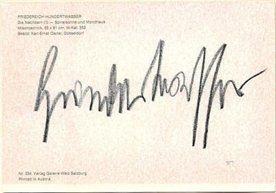 Hundertwasser, Friedensreich, - Autogramy, rukopisy, papíry