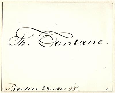 Fontane, Theodor, - Autographen, Handschriften, Urkunden