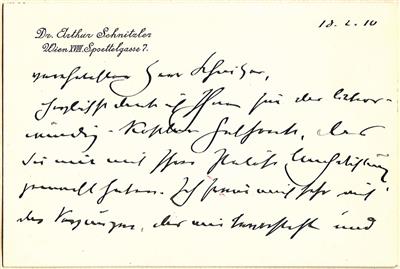 Schnitzler, Arthur, - Autographen, Handschriften, Urkunden