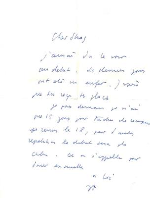 Anouilh, Jean, - Autographs, manuscripts, certificates