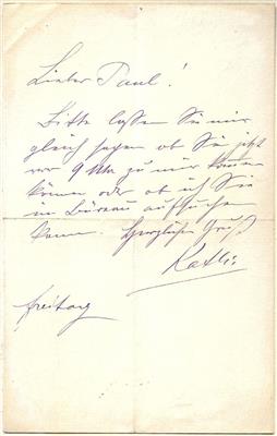 Schratt, Katharina, - Autographen, Handschriften, Urkunden