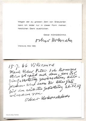 Kokoschka, Oskar, - Autogramy, rukopisy, papíry