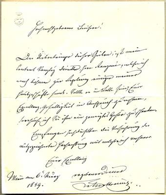 Metternich, Klemens Wenzel Lothar, - Autographen, Handschriften, Urkunden