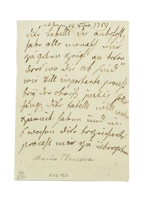 Maria Theresia, - Autographen, Urkunden, Handschriften