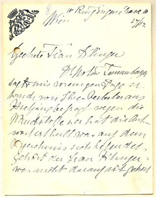 Vetsera, Helene, - Autografi, manoscritti, atti