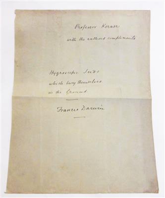 Darwin, Francis, - Autographen, Handschriften, Urkunden