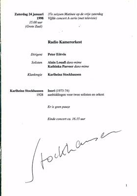 Stockhausen, Karlheinz, - Autographs