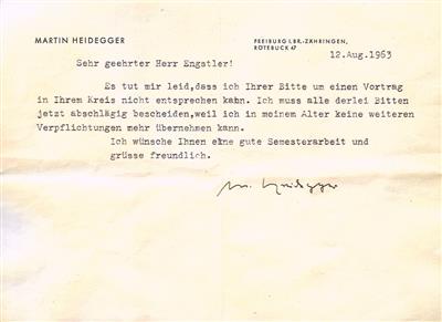 Heidegger, Martin, - Autographen, Handschriften und Urkunden