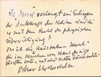 Kokoschka, Oskar, - Autographen, Handschriften und Urkunden