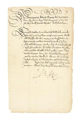 Wallenstein, Albrecht Wenzel Eusebius, - Autographs, manuscripts, certificates