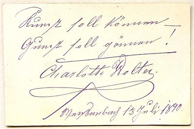 Wolter, Charlotte, - Autographs, manuscripts, certificates
