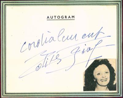 Piaf, Edith, - Autographs, manuscripts, certificates