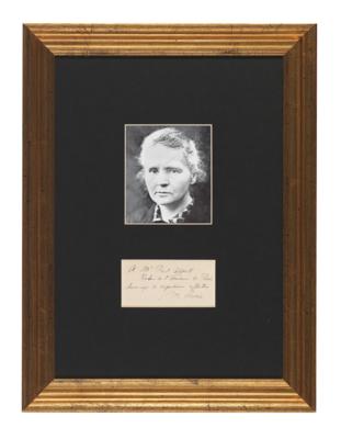 Curie, Marie, - Autographs, manuscripts, documents