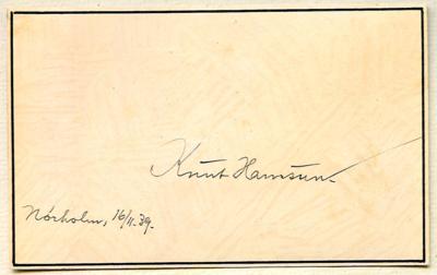 Hamsun, Knut, - Autographen, Handschriften, Urkunden