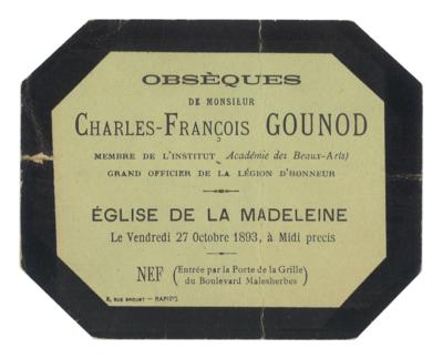 Gounod, Charles, - Autographen, Handschriften, Urkunden