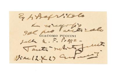 Puccini, Giacomo, - Autografi, manoscritti, documenti