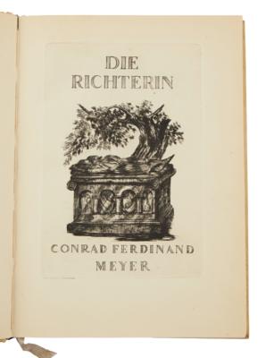 "DIE RICHTERIN" - EIN AVALUN-DRUCK IN PERGAMENT. - Bücher und dekorative Graphik