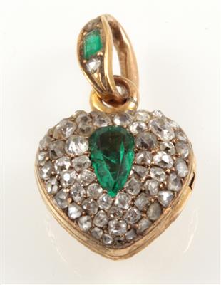 Diamant Smaragd Medaillon - Klenoty