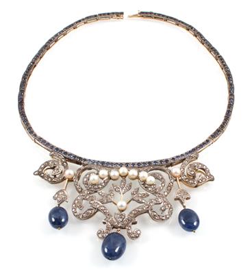 Saphir-Diamantcollier zus. ca. 31,00 ct - Jewellery