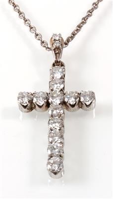 Brillantanhänger Kreuz zus. ca. 2 ct - Gioielli