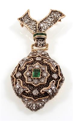 Diamant Smaragd Medaillon - Juwelen Abendauktion - HERBSTSPECIAL