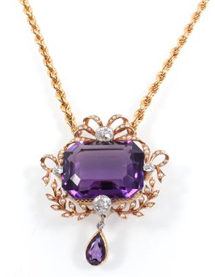 Diamant Amethystcollier - Klenoty