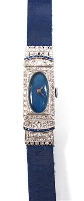 Altschliffdiamant Saphir Art Deco Armbanduhr - Klenoty