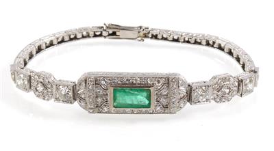 Diamant-Smaragdarmband zus. ca. 3,40 ct - Klenoty