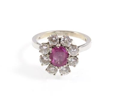 Ring mit unbehandelten pinkfarbenden Saphir 1,54 ct - Schmuck Abendauktion