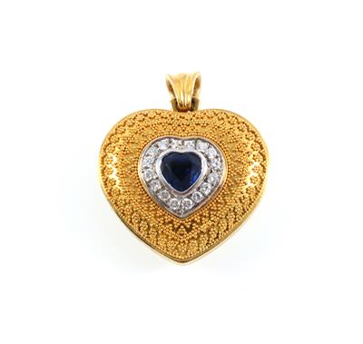 Brillant Saphir Herzmedaillon - Weihnachtsauktion Juwelen