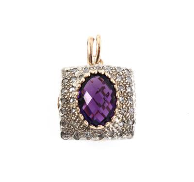 Diamantrauten Amethystanhänger - Schmuck Abendauktion